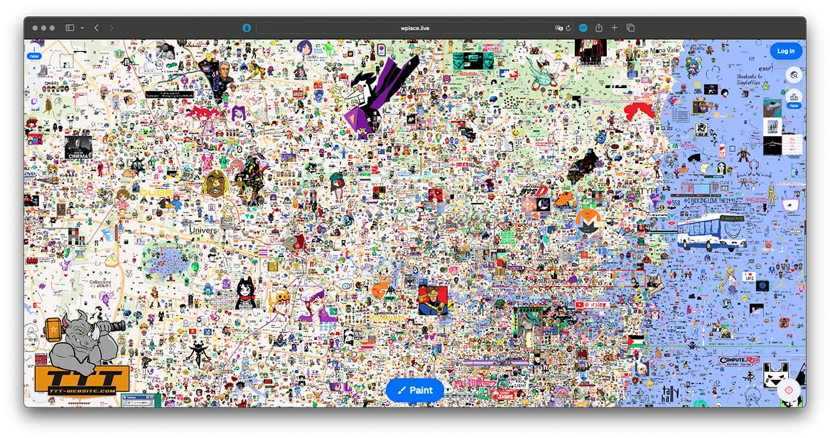 Wplace แพลตฟอร์มสำหรับการวาดภาพพิกเซลบนแผนที่โลก